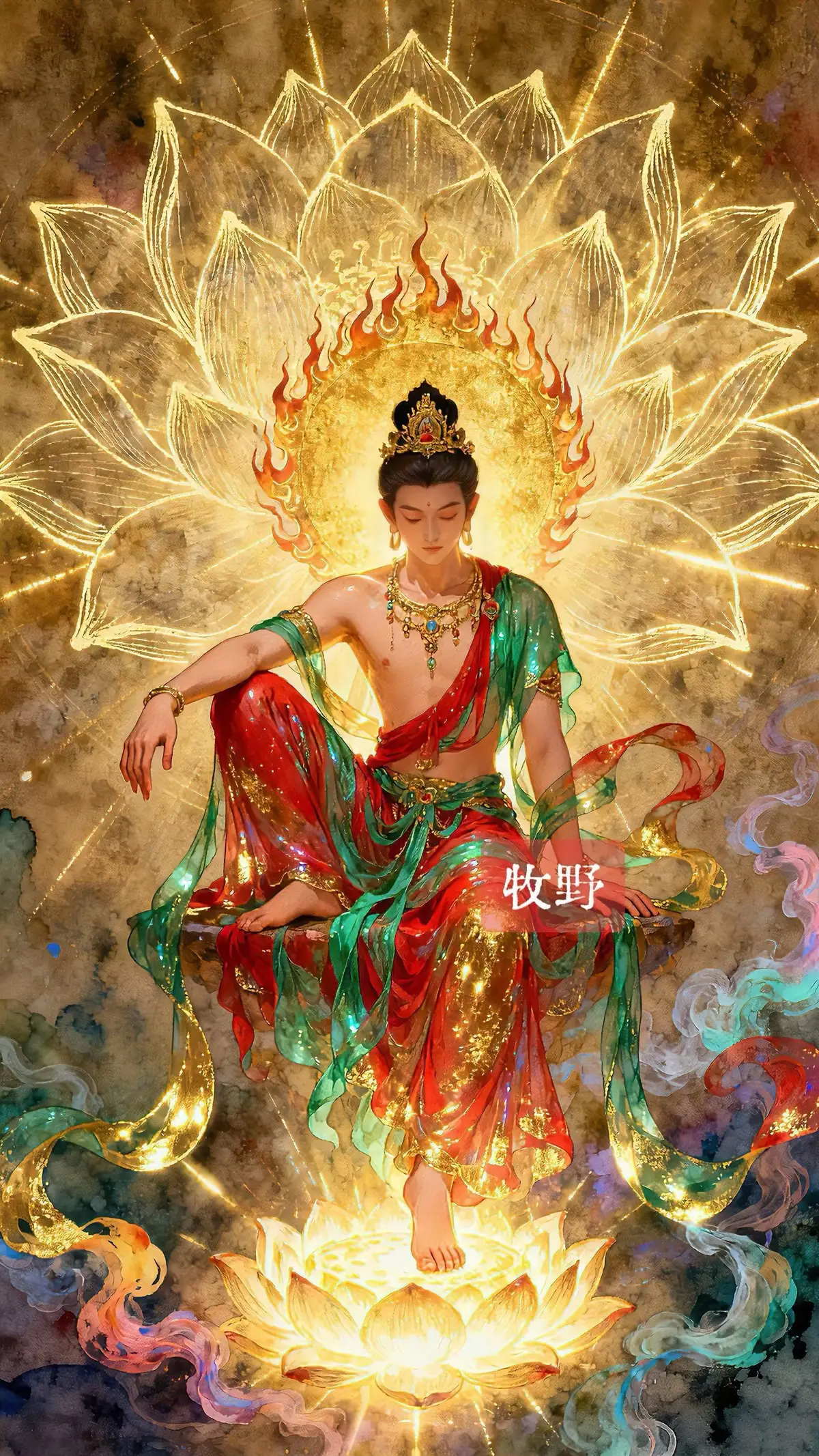 Quan Âm Đại Tự Tại trong hình dáng nam đầy oai nghiêm, A Di Đà Phật #adiđàphật #quanambotat #diatangvuongbotat 