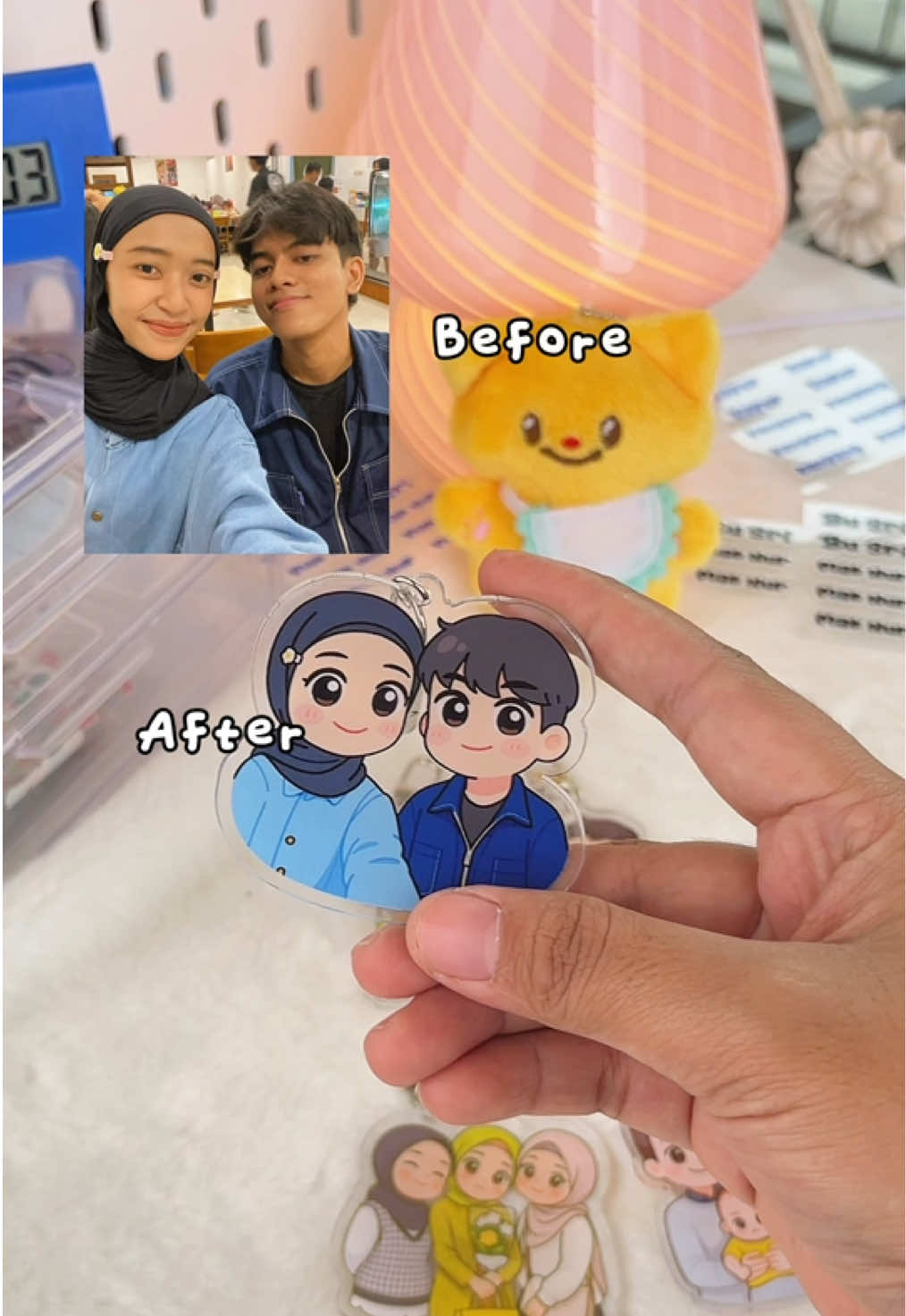 Custom foto kalian jadi gantungan kunci model chibi seperti ini 😍 #keychaincustom #keychainmurah #gantungankunci 