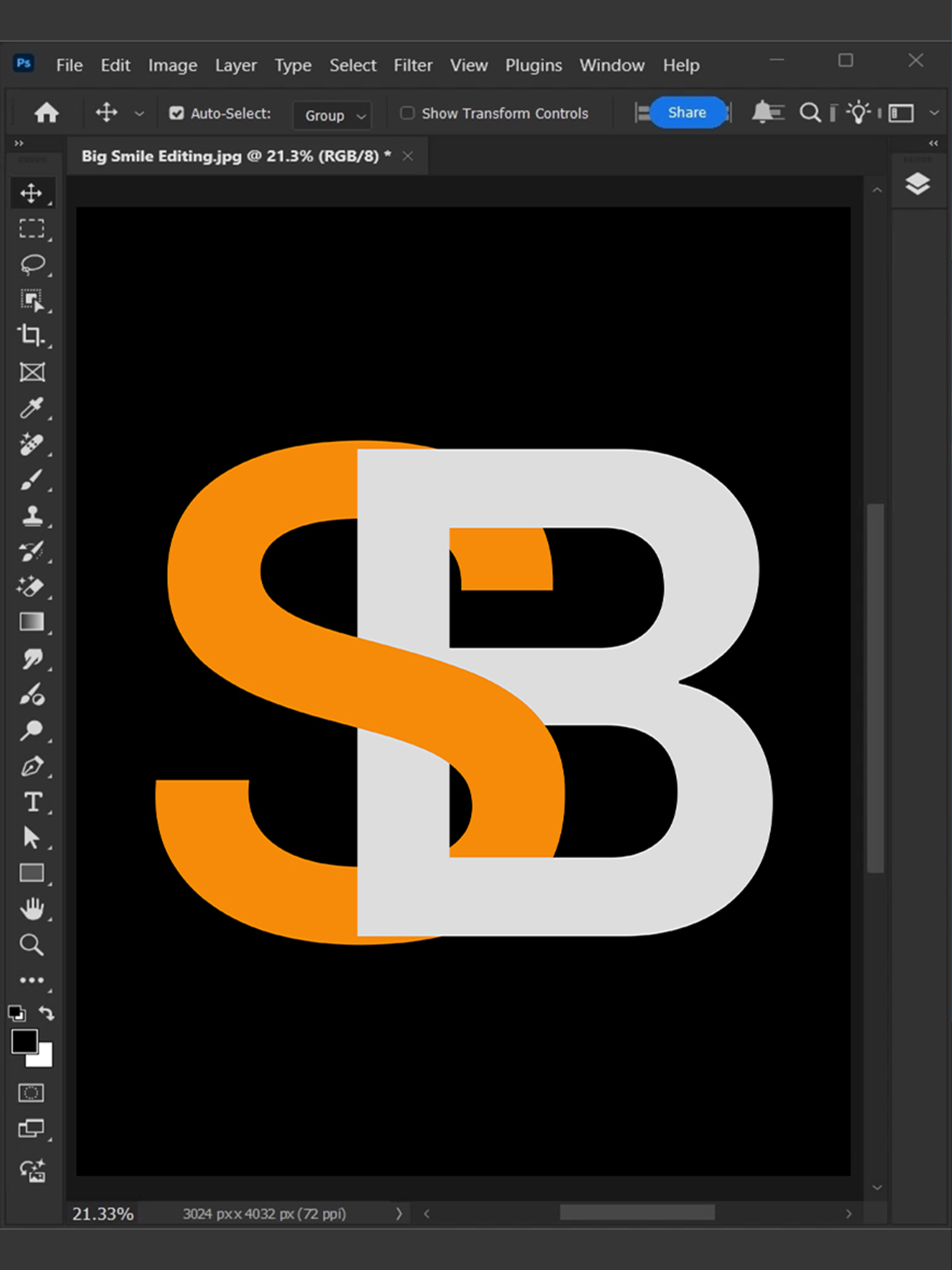 Adobe Photoshop tips to create this interlocking letter logo! #BigSmileEditing