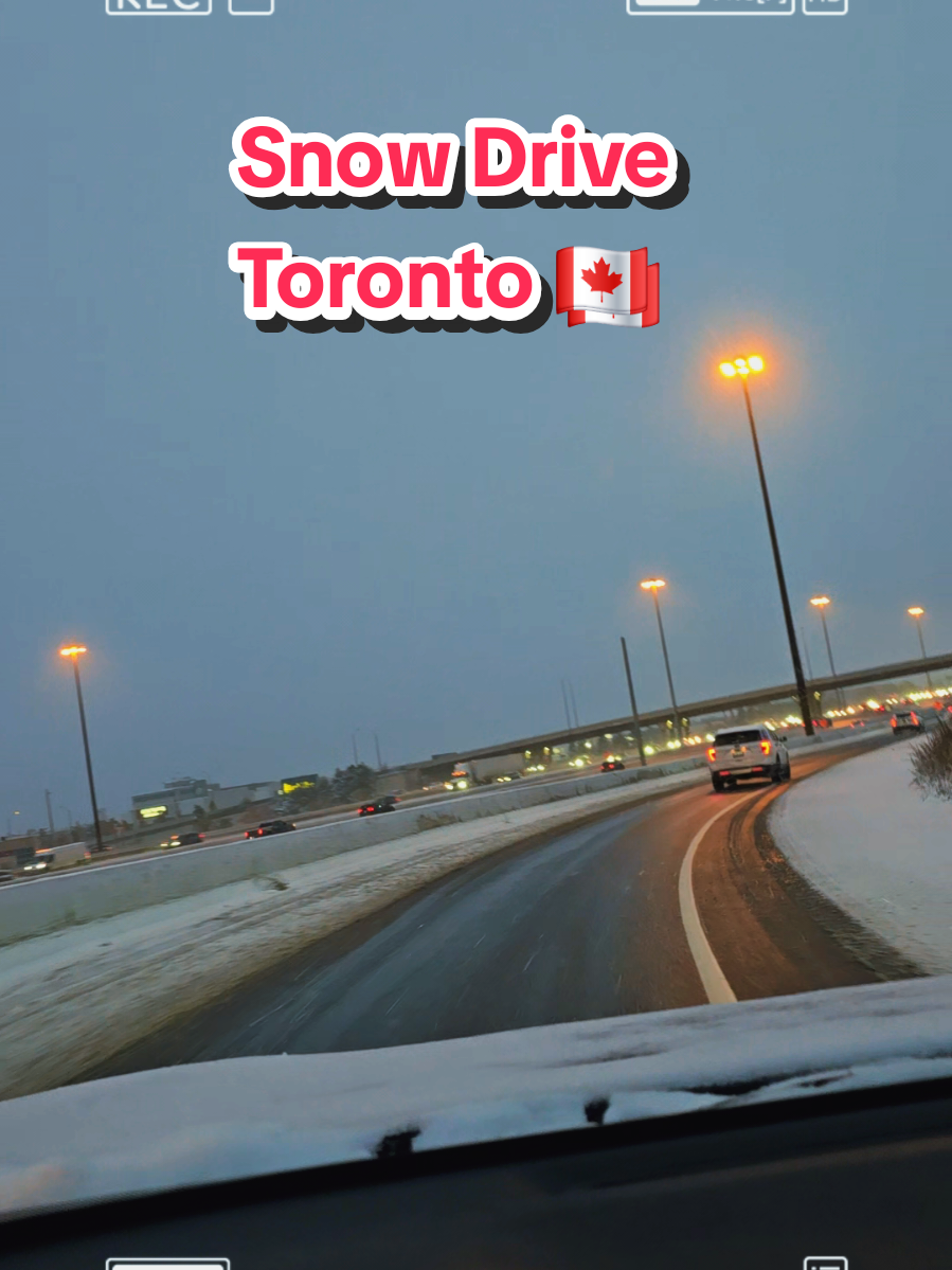 First snow on the 400 ❄️ Toronto’s winter just clocked in. Drove through the snowfall on Highway 400—slick roads, low visibility, and a reminder that winter driving is no joke. Slow down, keep distance, and stay safe out there.   #FirstSnow  #DriveSafe #WinterVibes  #SnowyRoads   #IcyDrive 