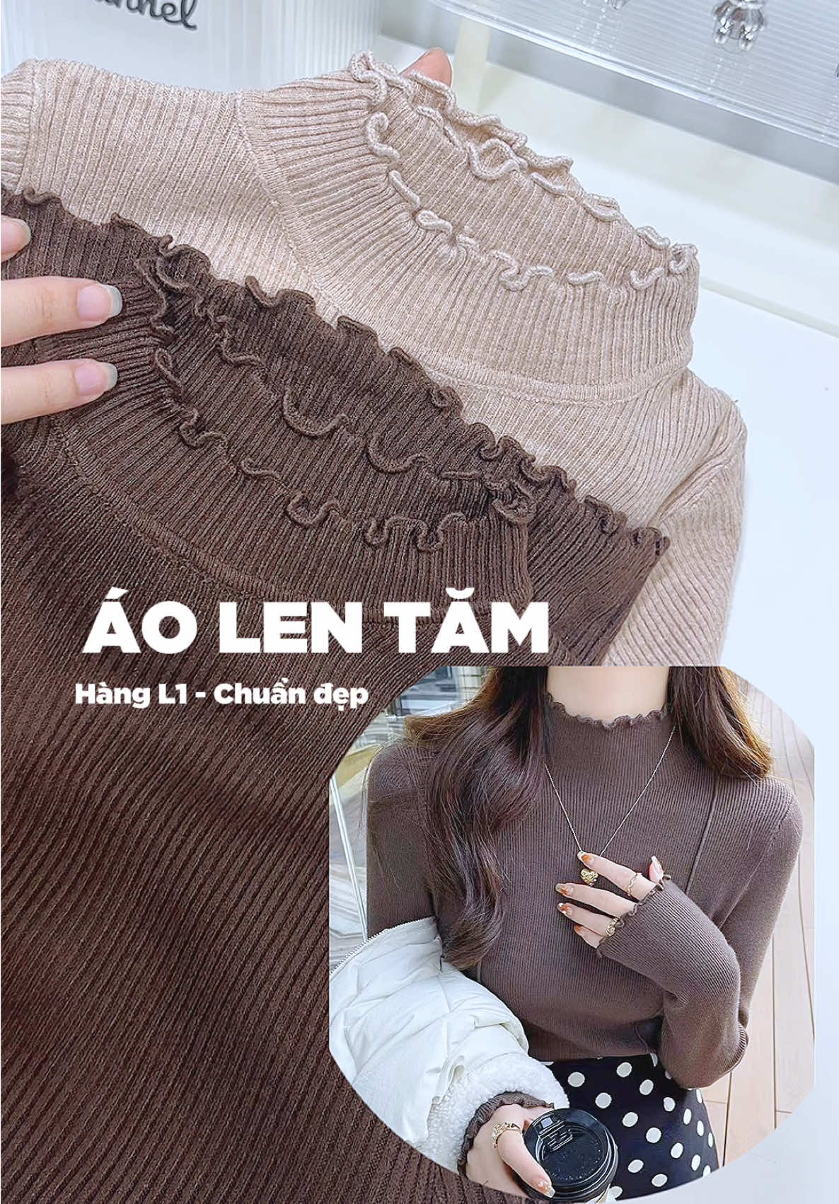 Áo len tăm cổ 3 phân chuẩn hàng L1 #aolen #aolennu #aolentamdaitay #aolen3phan 