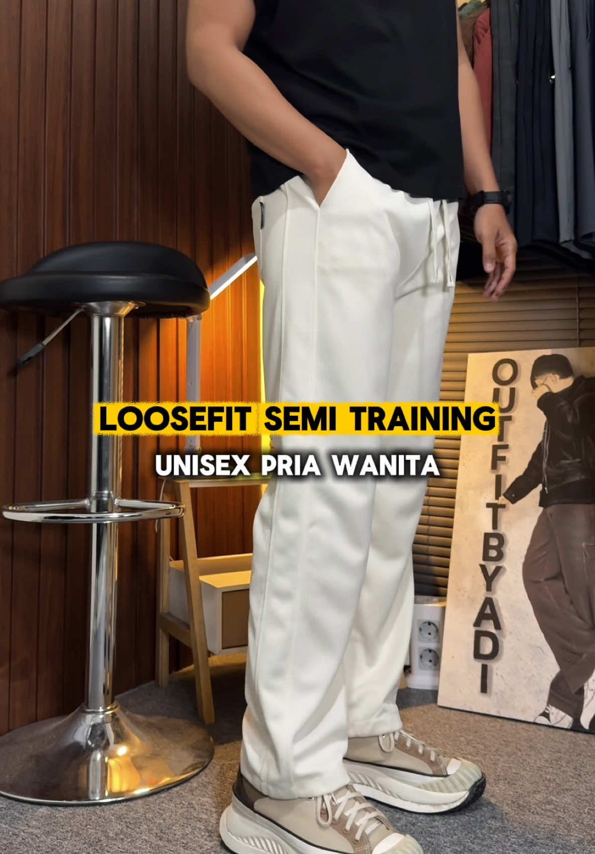 Celana panjang semi training bahan tebel, lentur, antikusut dan bertekstur #fyp #foryou #fypage 