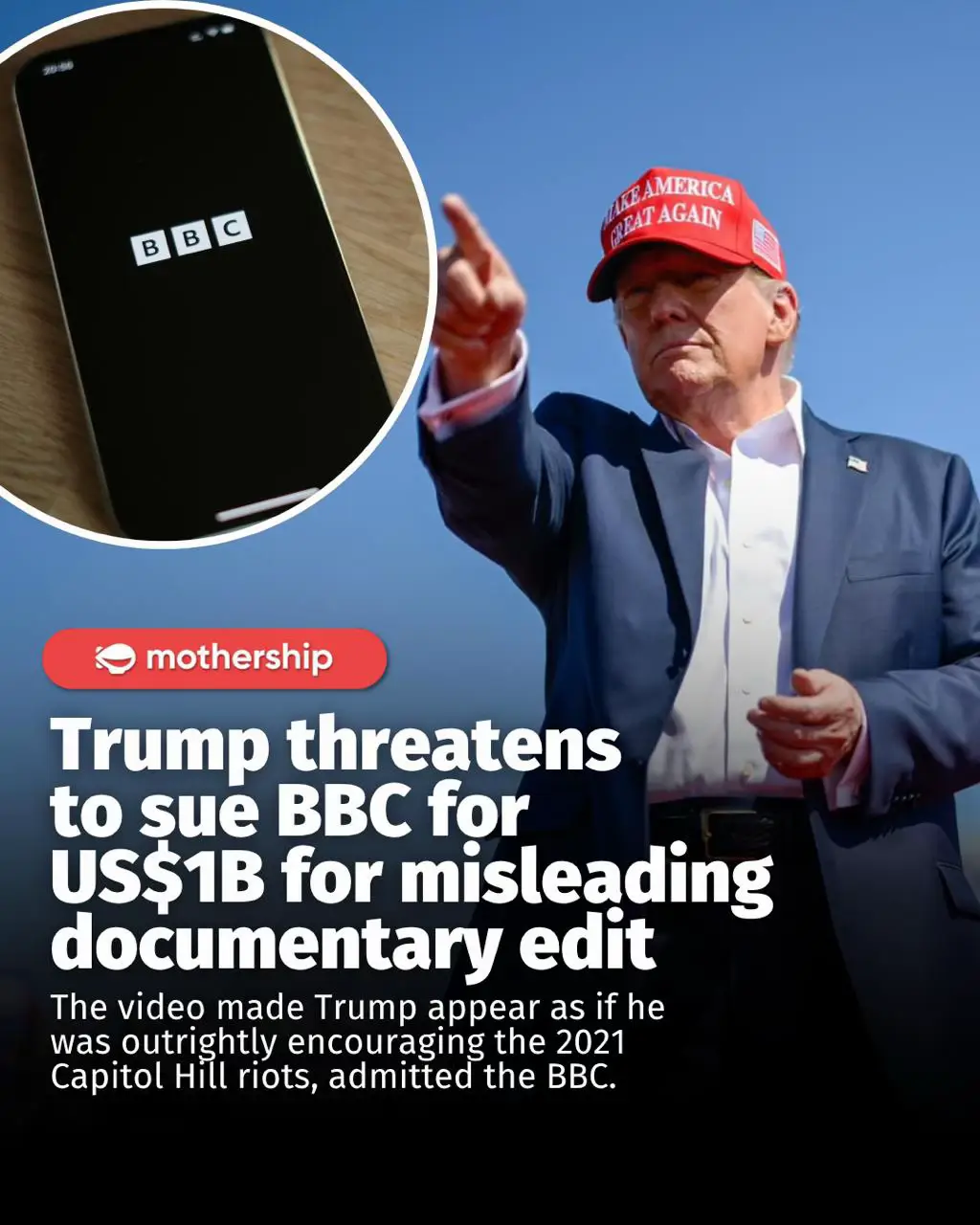 According to The New York Times, one of Trump’s lawyers sent a letter demanding a full retraction of the documentary, an apology, and payment that “appropriately compensate President Trump for the harm caused.” If the BBC fails to take action by Nov. 14, 5:00pm (EST), the letter states that Trump will file for “legal action for no less than US$1,000,000,000 (One Billion Dollars) in damages”, reported The New York Times. #trump #bbc #unitedstates