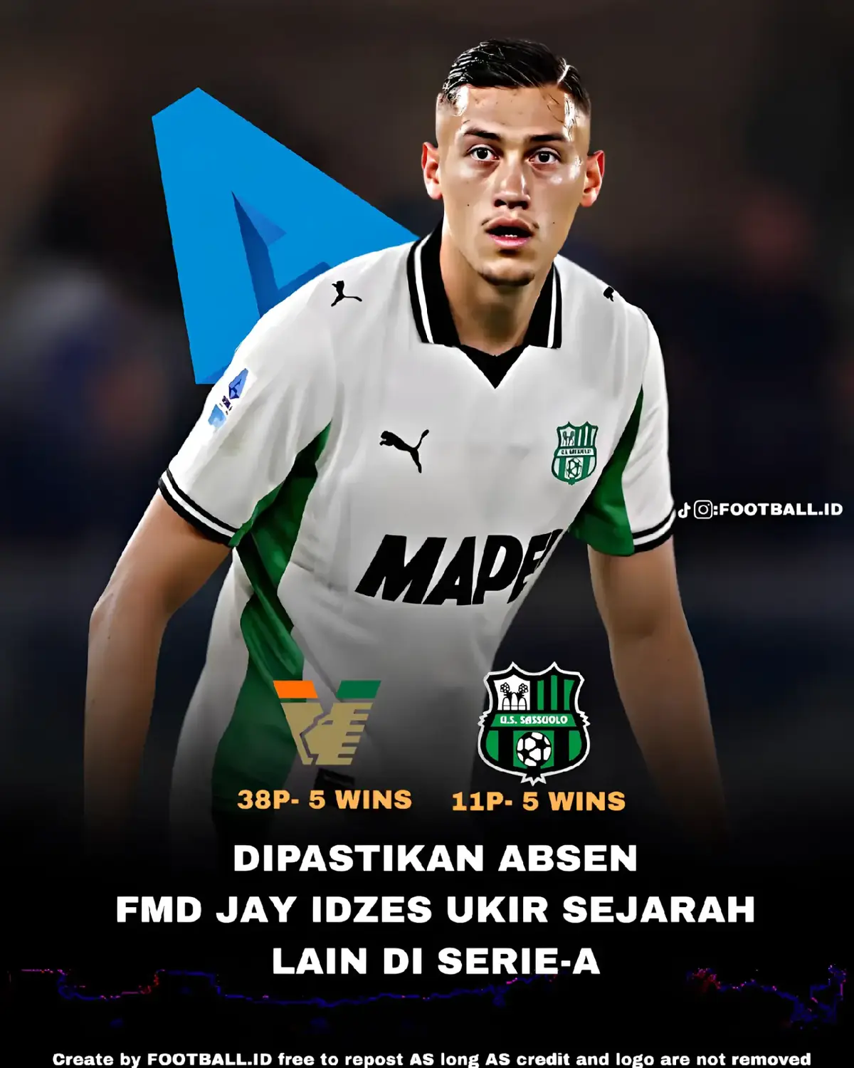 ABSEN FMD TAPI JAY IDZES BIKIN REKOR BARU BUAT DIRINYA DI SERIE A! 🇮🇩🇮🇹 Jay Idzes dipastikan istirahat selama 2 minggu kedepan karena tidak ada Garuda Calling untuk FIFA Match Day November. Kemenangan 0-3 Sassuolo atas Atalanta membuat Jay Idzes ada rekor baru dalam karirnya di Serie A. 🔥🤩 Serie A baru bejalan 11 pekan, Jay Idzes dkk mampu meraih 5 kemenangan. Hal tersebut menyamai torehan Idzes saat bermain di Venezia musim lalu, yang saat itu hanya mengumpulkan 5 kemenangan dari 38 pertandingan Serie A dan harus kembali ke Serie B. 📊✅ #jayidzes #timnasindonesia #sepakbolaindonesia #fyp #foryou 