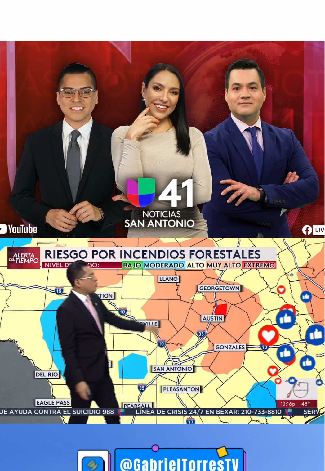 🔥 #AlertaEnElTiempo Se mantiene latente un aviso por riesgo de incendios sobre San Antonio, Austin y todo el centro de Texas 🚨 💨 Las condiciones ventosas y el aire extremadamente seco aumentan el peligro, por lo que cualquier chispa podría provocar un incendio que se propague rápidamente! 🌡️ La humedad se mantiene muy baja y las ráfagas de viento podrían superar las 30 mph  🚫 Evita quemas al aire libre, no arrojes colillas y reporta cualquier humo o fuego a las autoridades de inmediato. 🔥 La prevención es clave para evitar tragedias. 📺 Mantente informado con nuestros reportes en #Univision #ElTiempoUnivision #Las5DelWeather #Texas     