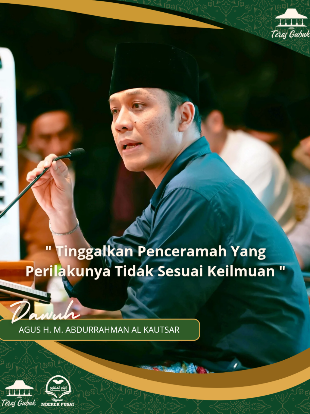 Dalam perjalanan menuntut ilmu dan menghadiri majlis-majlis ilmu, kita sering terpesona oleh kefasihan penceramah, ketenaran tokoh agama, atau kewibawaan pemimpin majlis. Namun Islam tidak menilai seseorang dari kepiawaian bicaranya, melainkan dari kesesuaian antara ilmunya dan amalnya. Ilmu sejati tidak akan memberi manfaat jika pemiliknya tidak berakhlak dengan ilmu tersebut. Tinggalkan para penceramah, tokoh agama, bahkan pemimpin majlis ilmu ketika perilaku dan akhlaknya bertentangan dengan ilmunya. Ilmu adalah cahaya yang tidak akan tinggal di hati yang gelap oleh kemaksiatan, kesombongan, dan kepentingan dunia. Para ulama salaf telah menegaskan bahaya ilmu tanpa amal dan pentingnya menjauhi ahli ilmu yang menyimpang perilakunya. Imam al-Fudhail bin ‘Iyadh رحمه الله berkata: > إِنَّمَا يُرِيدُ اللهُ بِالْعِلْمِ الْعَمَلَ، فَإِذَا لَمْ يُرِدْ بِهِ الْعَمَلَ فَزَالَ الْعِلْمُ “Sesungguhnya Allah menghendaki ilmu itu untuk diamalkan. Jika ilmu itu tidak diamalkan, maka ilmu itu akan hilang.” (Diriwayatkan oleh Ibnul Mubarak dalam Az-Zuhd, no. 61) Majlis ilmu seharusnya menjadi tempat lahirnya ketundukan kepada Allah, bukan panggung bagi ambisi dan kepura-puraan. Maka, jangan tertipu oleh kata-kata manis seorang penceramah atau wibawa pemimpin majlis, jika tindak-tanduknya tidak mencerminkan ilmu yang disampaikannya. Carilah guru, penceramah, dan pemimpin majlis ilmu yang ilmunya menuntun pada ketakwaan, bukan popularitas. Sebab keberkahan ilmu hanya akan mengalir dari hati yang jujur, amal yang lurus, dan keikhlasan yang terjaga. .  #guskautsar #guskautsarploso #terasgubuk #dawuhterasgubuk #nderekpusatofficial 