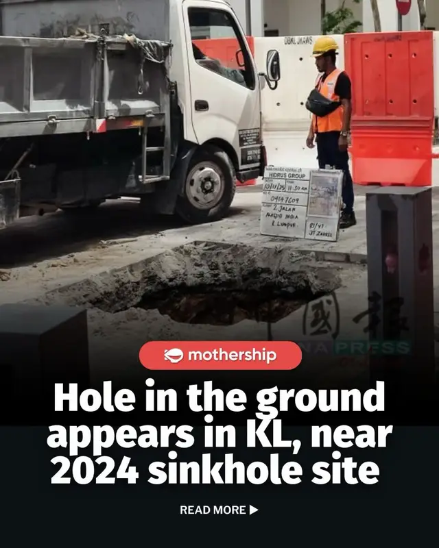 “We have to find out the cause of the ground settlement. But there is no need to panic, it’s not a sinkhole,” Kuala Lumpur Mayor Maimunah Mohd Sharif told local Malaysian media.  She added that early checks found no burst pipes or underground leaks, and that the situation remains stable. #fyp #malaysia 