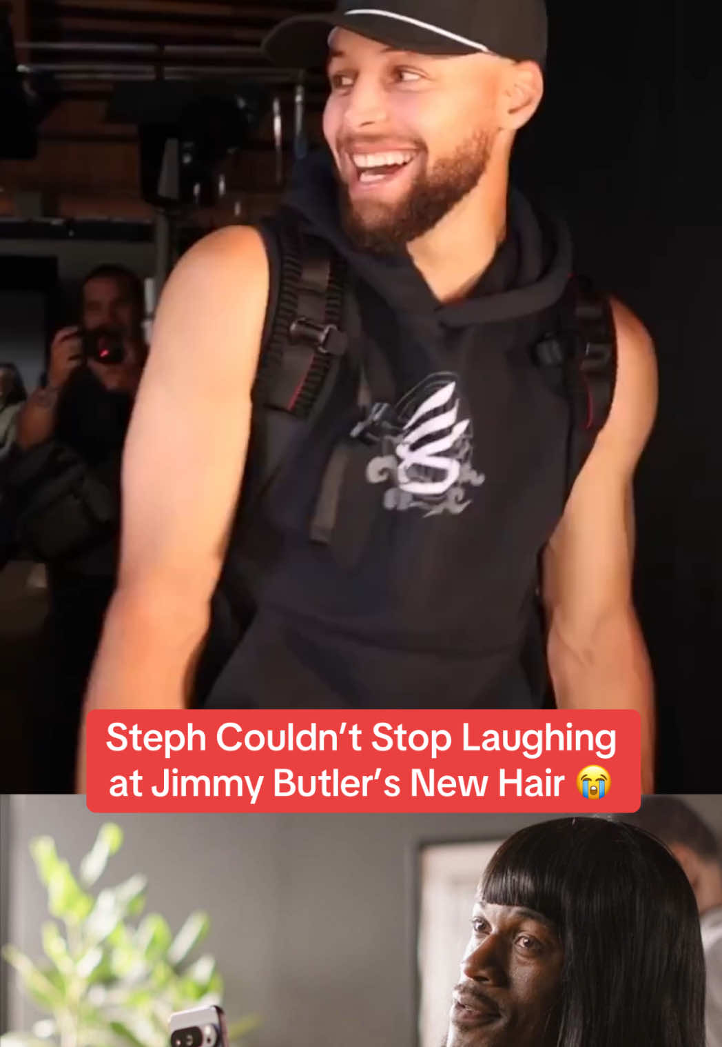 Can always count on Jimmy for the craziest hairdos 😂 (Via: stephencurry30/IG) #stephcurry #jimmybutler #goldenstatewarriors #warriors #haircut 