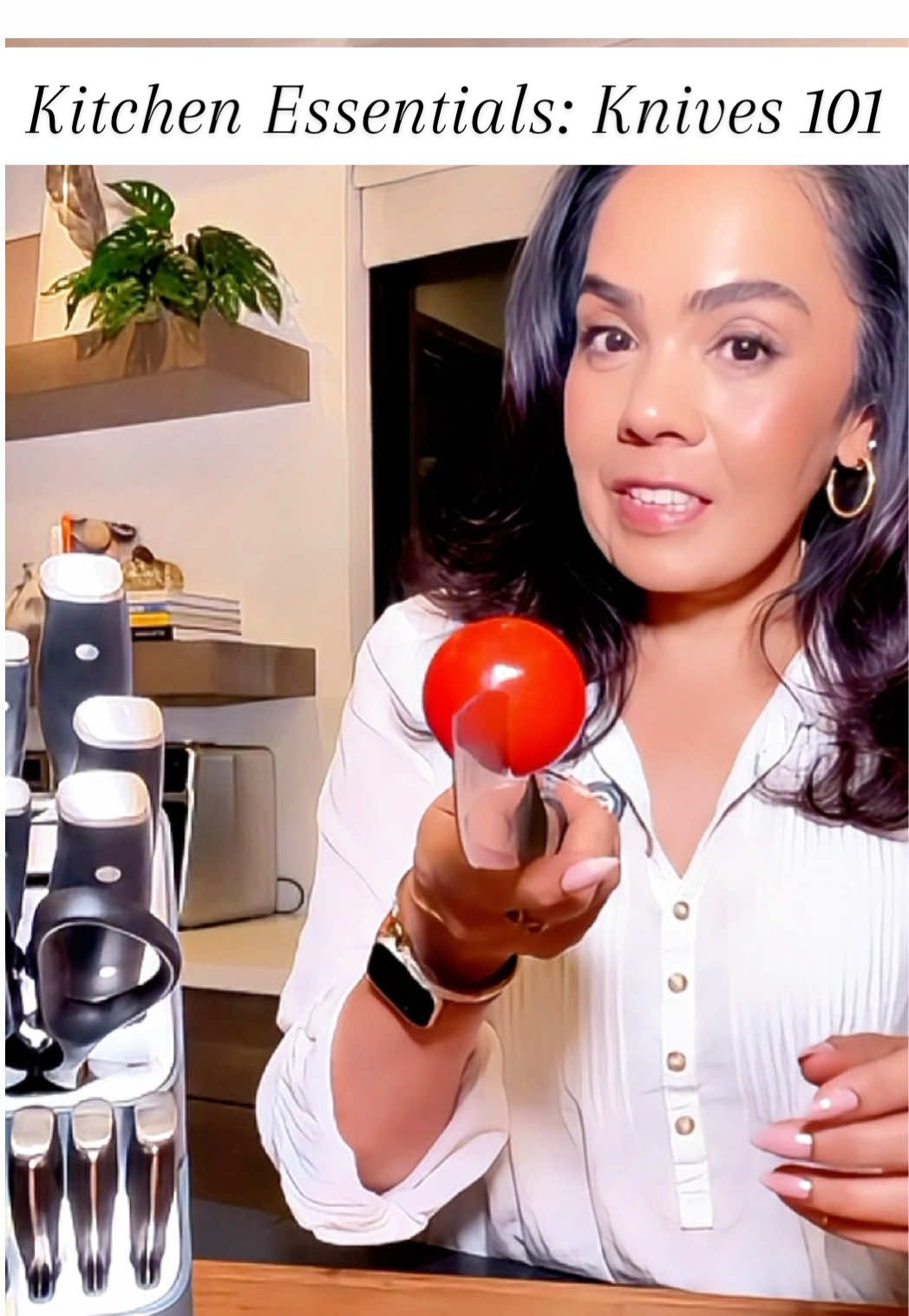 Ever wonder what every knife in your knife set is actually for? 👀🔪 Most of us grab the same one for everything — but each knife has a job, and when you use the right one, cooking gets way easier (and a lot more fun). Here’s what the most popular knives are for 👇 Chef Knife – your everyday workhorse: chopping veggies, slicing meat, anything that needs power and precision. Santoku Knife – great for quick, clean cuts: dicing onions, mincing herbs, or slicing proteins paper-thin. Slicing Knife – made for long, smooth cuts:perfect for roasts, turkey, or that Sunday dinner showpiece. Bread Knife – the serrated edge that glides through crusty bread or soft cake without tearing it apart. Boning Knife  – flexible and precise: trims fat, separates meat from bone, and makes you feel like a pro butcher. Utility / Cutlery Knife - the in-between knife: when a chef knife feels too big and a paring knife too small. Paring Knife  – for small, detailed work: peeling, trimming, or slicing fruit with total control. Kitchen Shears – your shortcut tool: snip herbs, open packaging, trim poultry, or even cut pizza straight from the pan. Steak Knives –  glide through meat cleanly so dinner feels restaurant-level at home. #HomeChef #KitchenTools #Knives #BFCMxSharkNinja #ttswest @Ninja Kitchen 