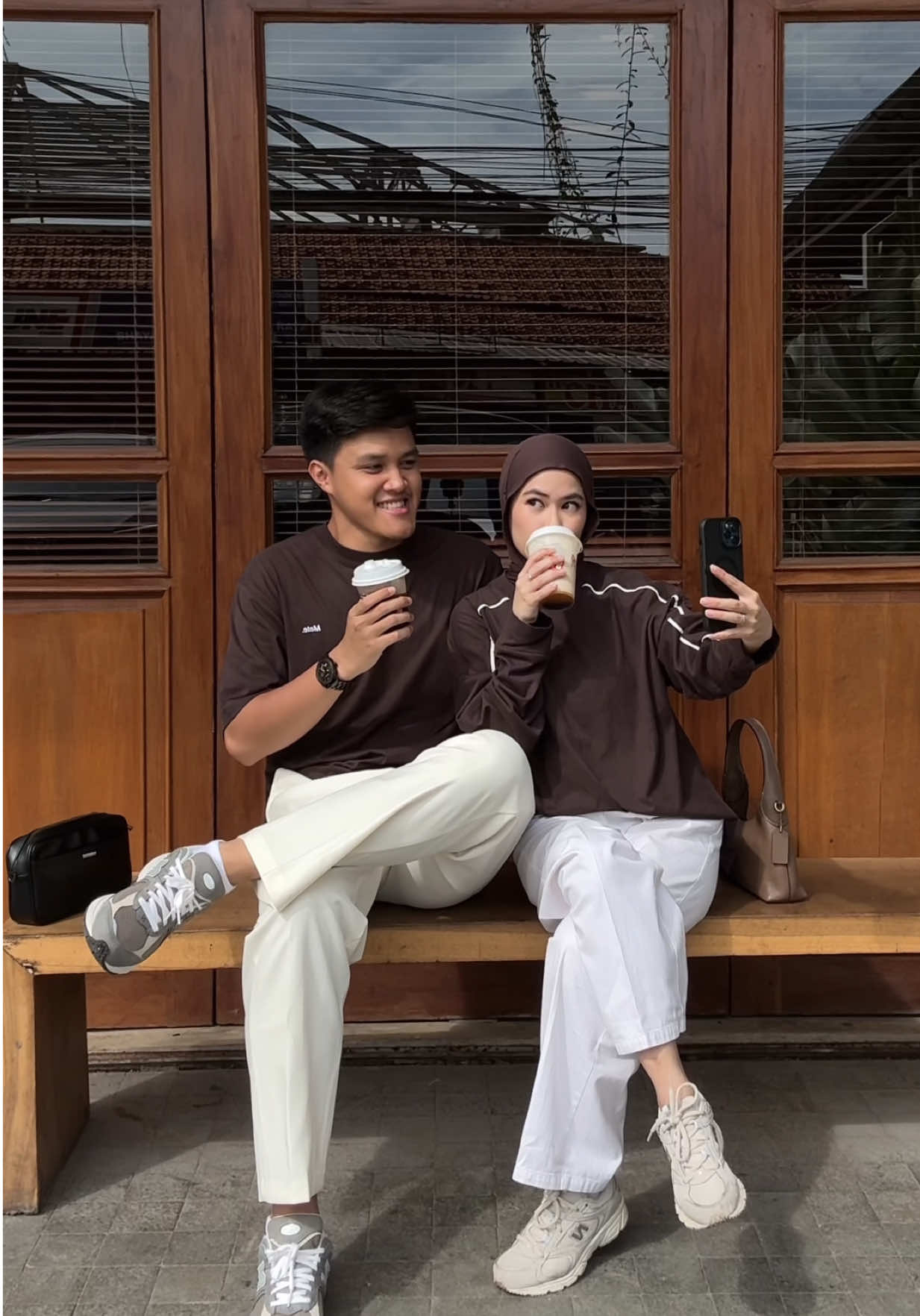 Our kind of love language: matching fits! 🤓🤎 #outfitcheck #coupleoutfit #outfitideas 