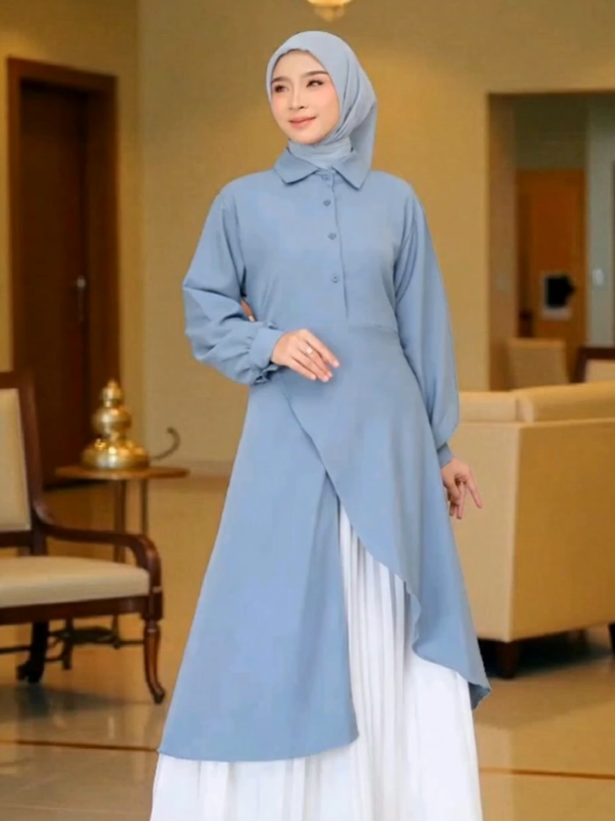 Athalia Long Tunik Kondangan - Atasan Baju Wanita Muslim Casual Terbaru - Kemeja Atasan Wanita Muslim Lengan Panjang #tunik #tunikkekinian #tunikmurah #tuniklebaran #tunikcantik 