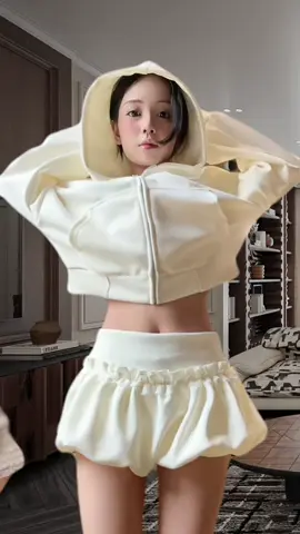 [Tặng gấu + áo quây] Set áo khoác nữ mũ mix chân váy bồng bí chất nỉ 2 da hàn #setaokhoac #setdonu #setdoxinh #xuhuong 