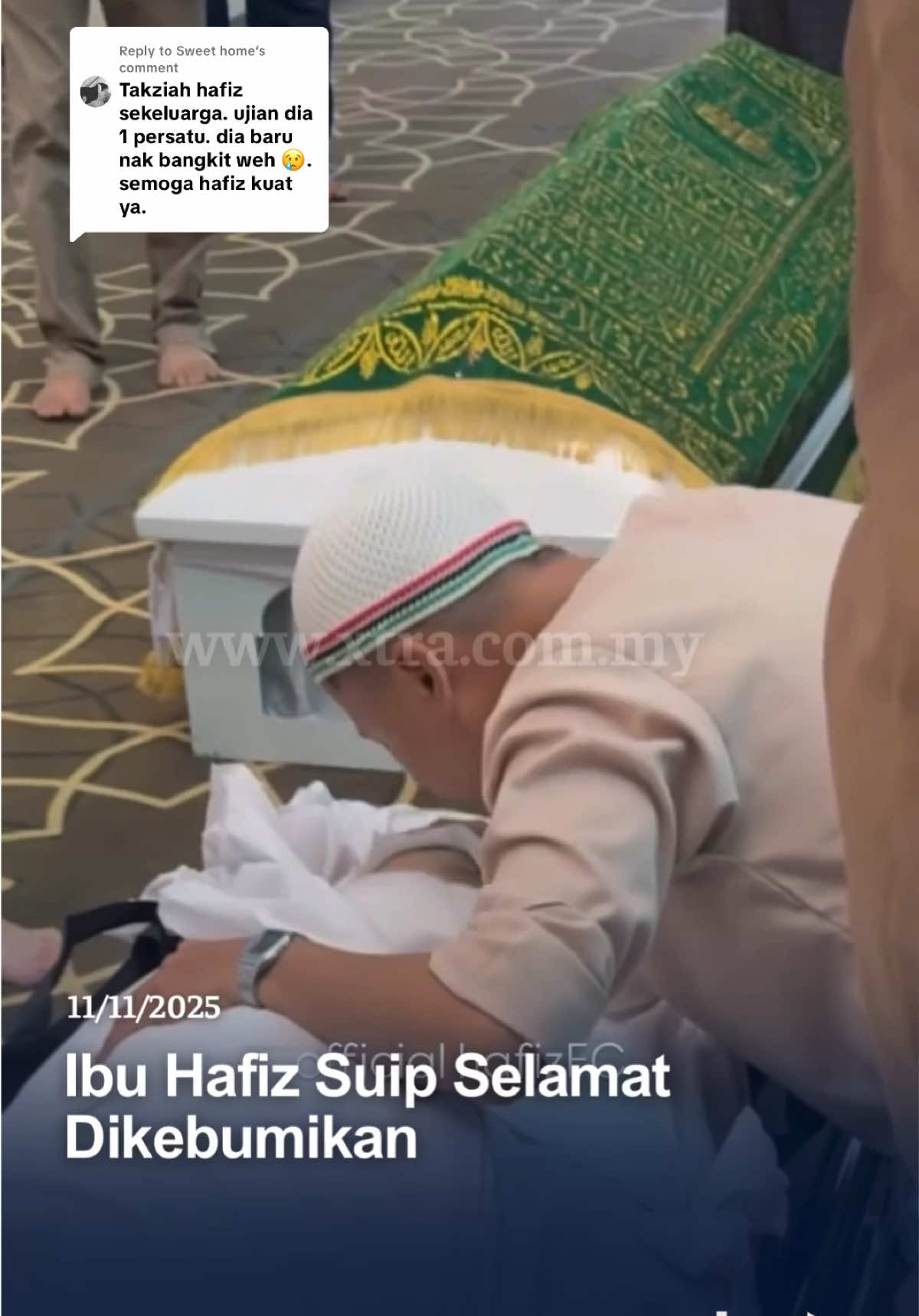 Replying to @Sweet home Salam takziah buat seluruh ahli keluarga Hafiz Suip di atas berpulangnya ibu tercinta. Al-Fatihah🥀 #fyp #xtra #hafizsuip #ibu #meninggaldunia 📹: Official Hafiz FC