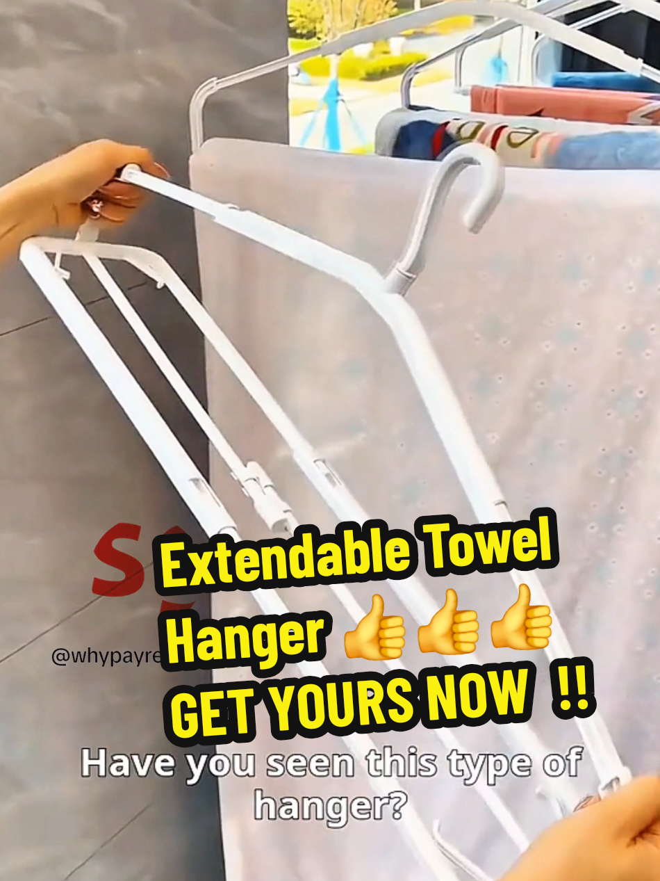 Love This Extendable Towel Hangers ❤️❤️👍👍👍💯💯💯 • Space Saving: Collapses or hangs compactly when not in use. • Versatile Sizing: Adjusts to fit various towel or clothing widths. • Faster Drying: Allows maximum airflow by spreading items out. • Multi-use: Can hang clothes, towels, or other laundry items. • Portable / Easy Storage: Simple to move or put away. HURRY,  GET YOURS NOW  !! #towelhanger #towel #hanger  #householditems #tiktokshop 