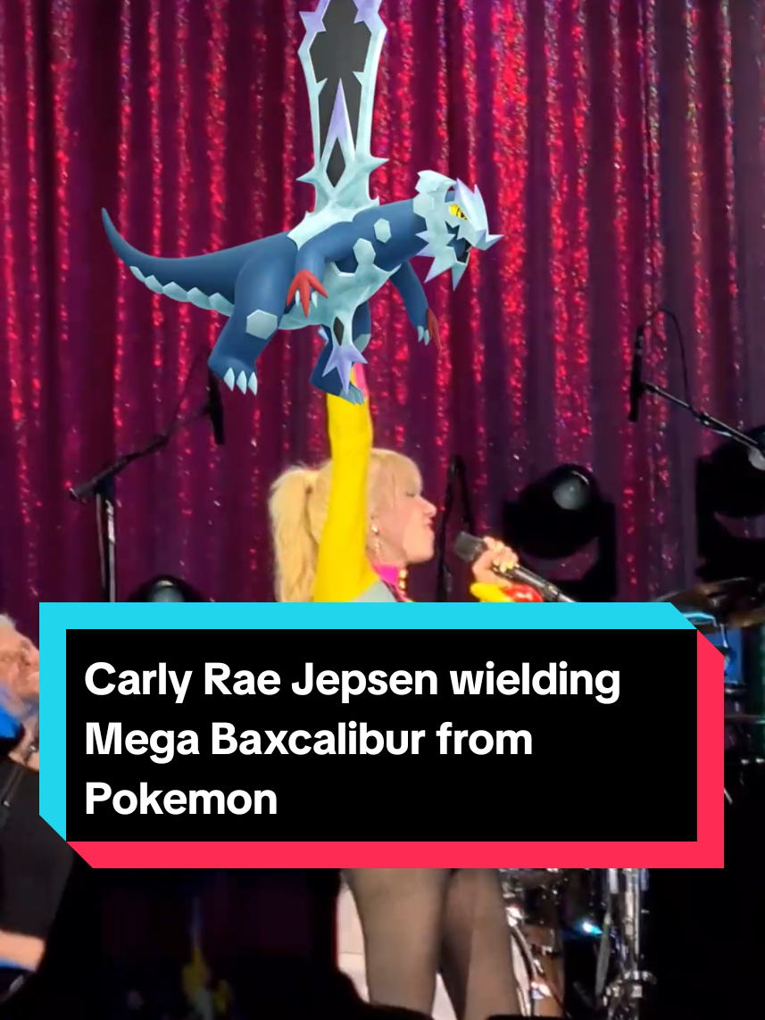 A lot of people feeling sorry for Mega Baxcalibur after my post saying that Mega Chimecho got all the attention after the latest Pokemon Legends Z-A DLC trailer, so here's Carly Rae Jepsen wielding him during Cut to the Feeling because his back looks like a sword #pokemon #pokemonlegendsza #carlyraejepsen #nintendo #baxcalibur 