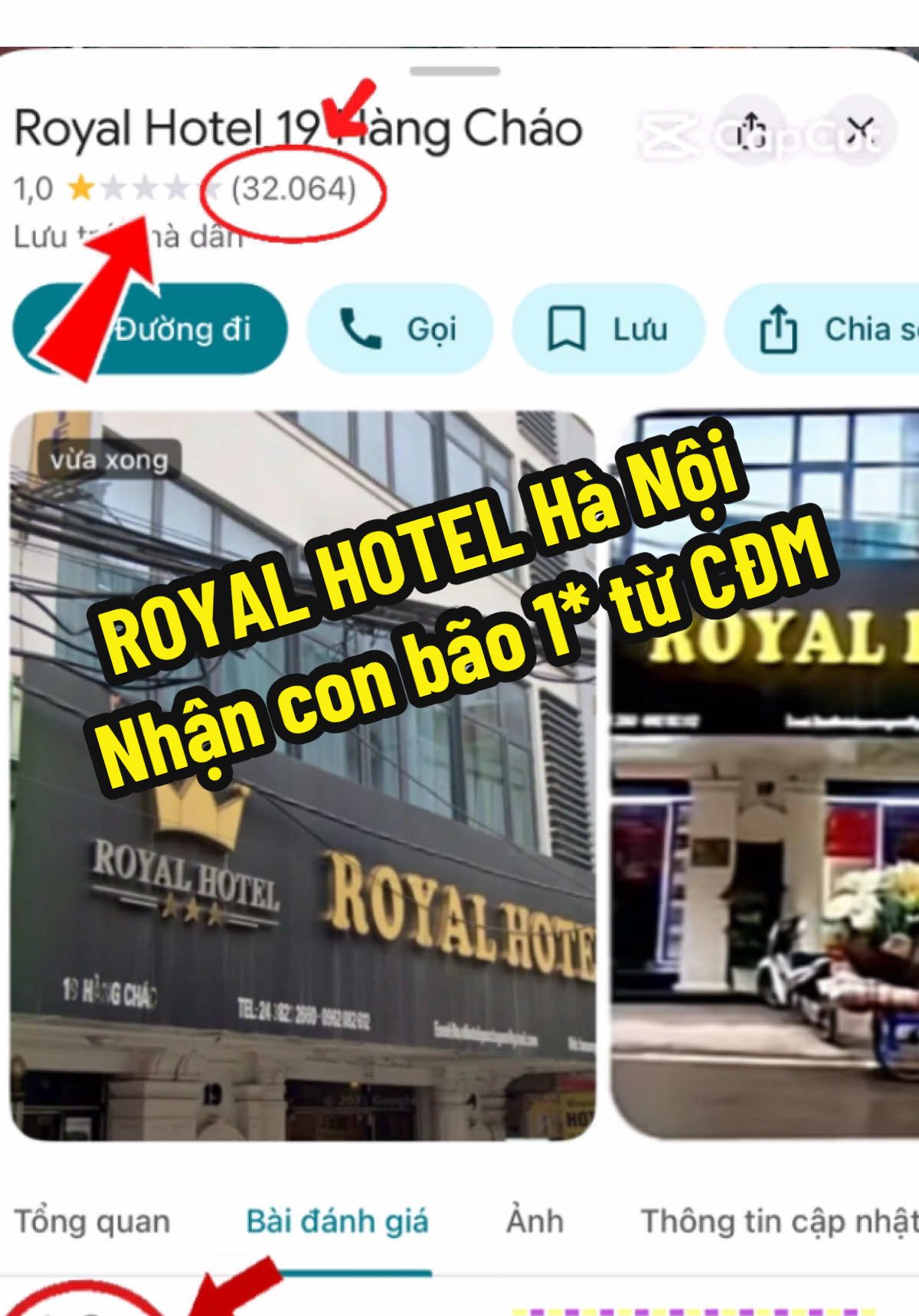 Choáng. Sự Phong Sát, con bão 1* từ CĐM Việt Nam với khách sạn Royal hàng cháo Hà Nội sau khi bị bốc phốt chỉ trong 2ngày đã lên gần 40k lượt đánh giá. #tinnong #drama #royalhotel #hanoinews #xuhuongtiktok 