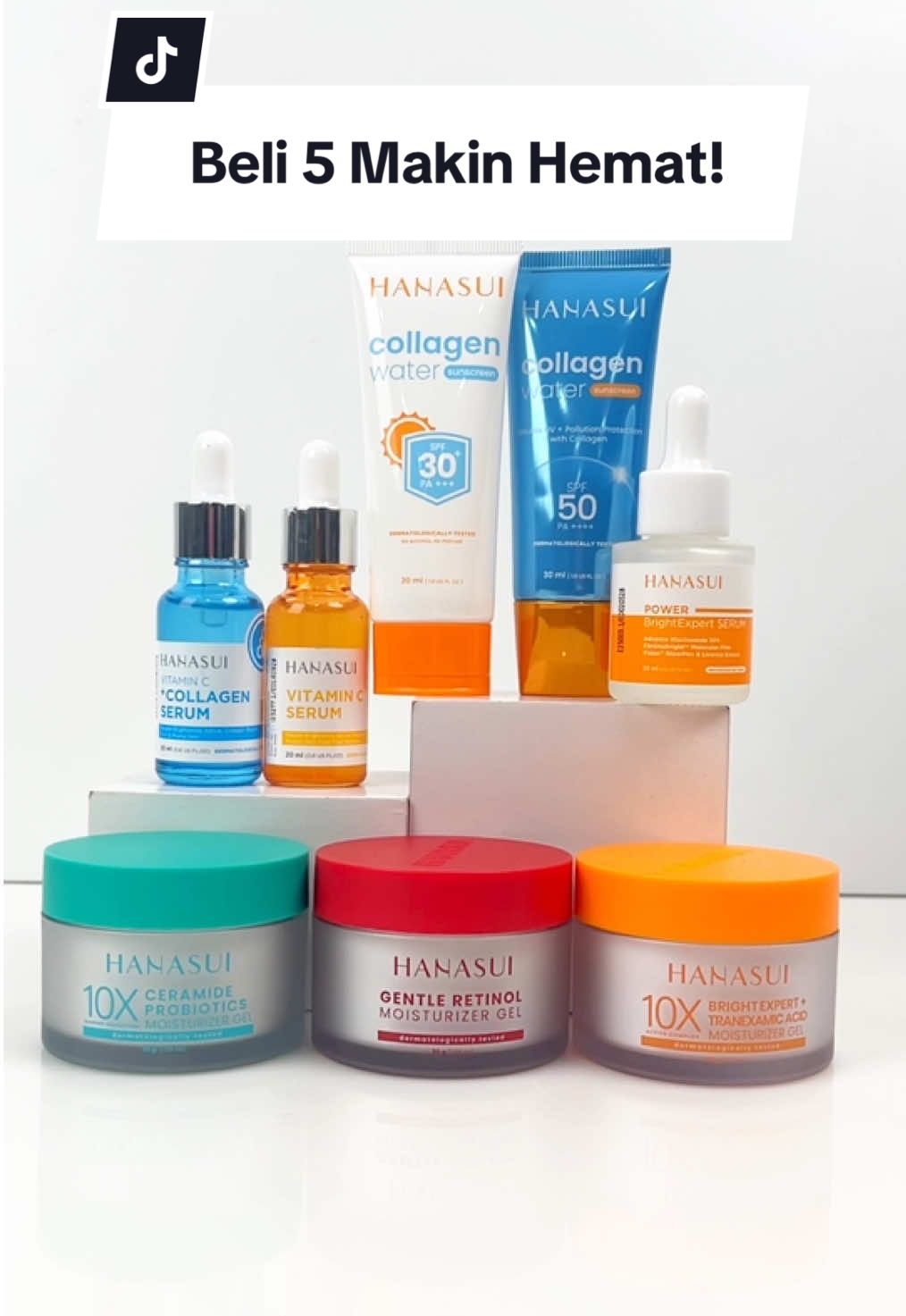 JANGAN SAMPE KEHABISAN! Beli 5 makin hemat dan kulit jadi sehat!🧏🏼‍♀️💖 #Hanasui #HanasuiSkincare #HanasuiSunscreen #HanasuiMoisturizer #HanasuiSerum 