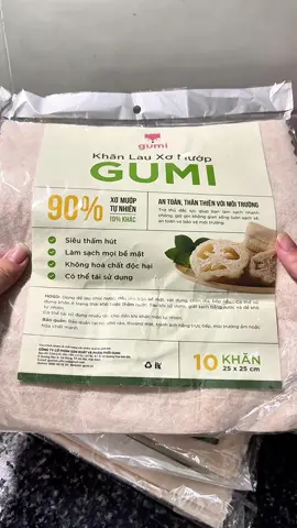 (Mall)[TÚI 10 KHAN] Khăn Lau Xơ Mướp Đa Năng GUMI. Thấm hút tốt, tách dầu, làm sạch bếp, tất cả bề mặtvn#khanlauxomuop #huongtichcuc74 #huongchiase74 