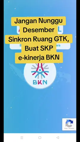 Jangan Nunggu Desember Sinkron Ruang GTK, Buat SKP e-Kinerja BKN. Singkron Ruang GTK 2025 Prosedurnya: 1. Login ke ASN Digital 2. Pilih layanan individu ASN 3. Pilih Kinerja 4. Setelah web ekinerja terbuka pastikan data atasan sudah benar, Bisa cek di profil -> Data atasan 5. Pilih SKP 6. Pilih sinkro ruang GTK 7. Pada form sinkro data ruang GTK pilih tahun  sesuai yang diminta/berjalan 8. Pilih tombol hijau 
