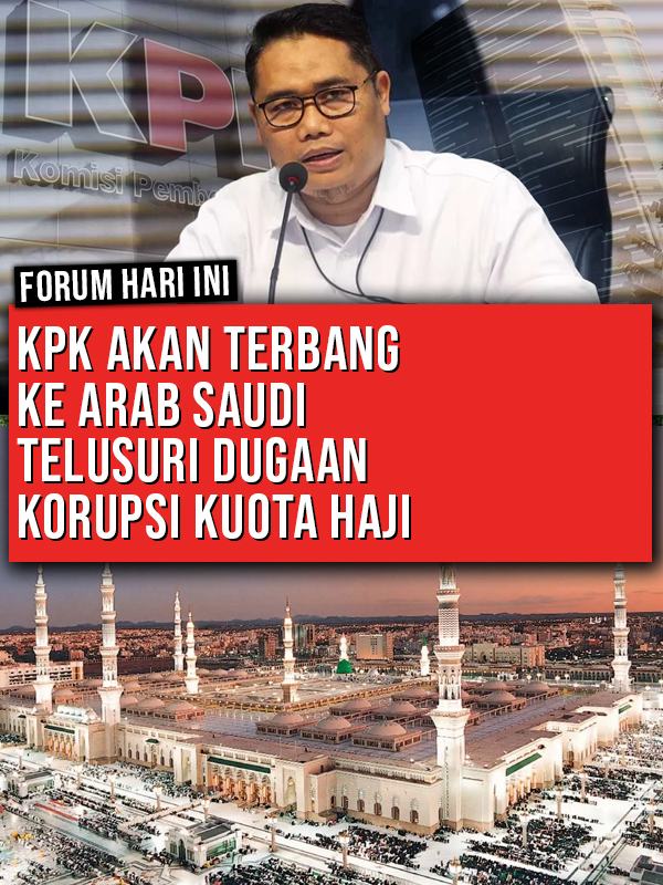 KPK AKAN TERBANG KE ARAB SAUDI TELUSURI DUGAAN KORUPSI KUOTA HAJI Komisi Pemberantasan Korupsi (KPK) berencana terbang ke Arab Saudi untuk menelusuri dugaan korupsi dalam pengelolaan tambahan kuota haji Indonesia. Langkah itu diambil untuk memastikan adanya kejanggalan dalam penambahan kuota sebanyak 20 ribu jamaah pada pelaksanaan haji beberapa waktu lalu. Pelaksana Tugas (Plt) Deputi Penindakan dan Eksekusi KPK Asep Guntur Rahayu mengatakan, pihaknya akan memeriksa langsung ke lokasi di Arab Saudi sebagai bagian dari proses penyelidikan. Baca lainnya di forumkeadilan.com #kpk #kuotahaji #korupsihaji #dugaankorupsi #asepguntrurahayu #kpkindonesia #jamaahhaji #arabsaudi #penyidikankpk #forumkeadilan #forumkeadilancom #politikindonesia #beritaindonesia