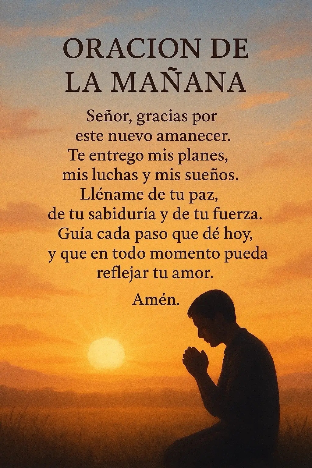 Empieza este nuevo día con fe y gratitud. Habla con Dios, entrégale tus planes y permite que su paz guíe cada paso. 💛 Tómate un momento para agradecer, respirar y confiar en que hoy será un día lleno de bendiciones. 🙏 #OracióndelaMañana #DiosEstáContigo #FrasesCristianas #FeYEsperanza #BuenosDíasConDios
