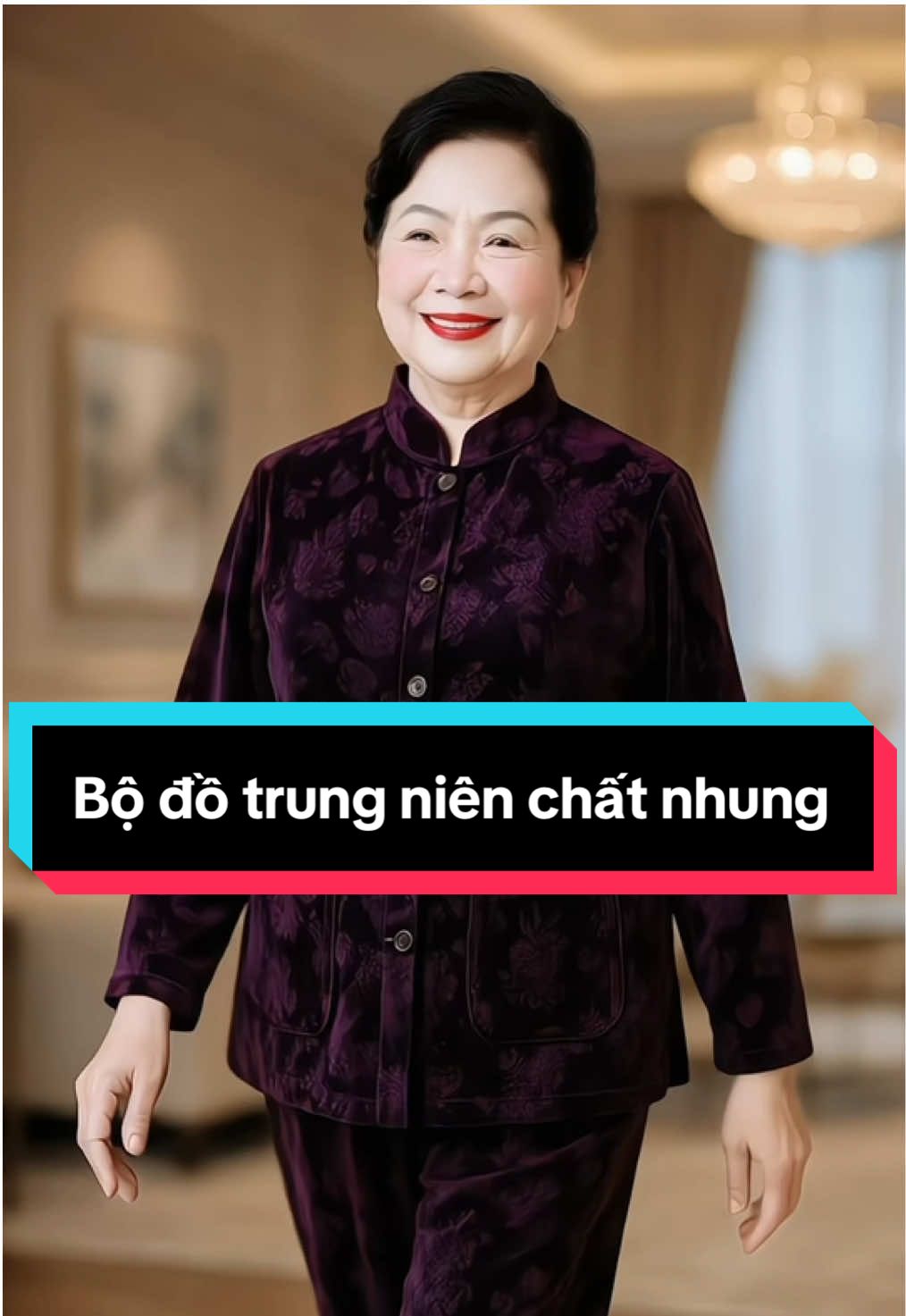 Bộ đồ trung niên chất nhung #xuhuong #thoitrangnu #dotrungnien #setboxinh 