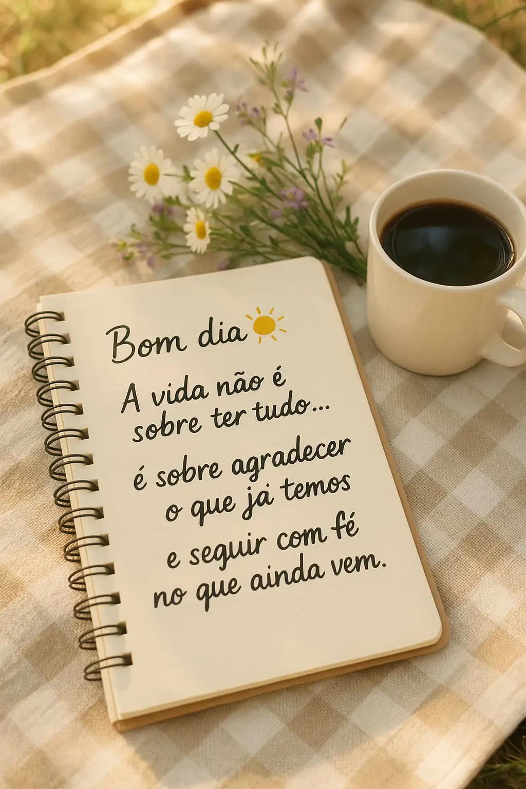 Bom dia 🌞 A vida não é sobre ter tudo… é sobre agradecer o que já temos e seguir com fé no que ainda vem. ✨ Marca alguém que precisa ler isto hoje 💌 #bomdia #frasesmotivadoras #frasesromanticas #gratidao #esperança 