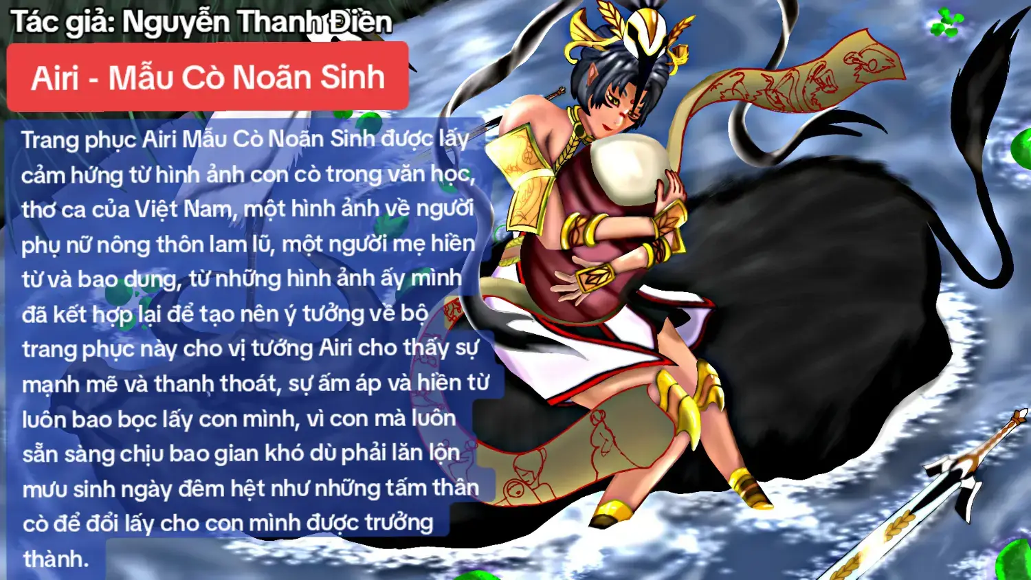 Tác phẩm nổi bật sáng tạo trang phục thiết kế skin 2025 - Airi - Mẫu Cò Noãn Sinh - Nguyễn Thanh Điền  ©:  #lienquan #lienquanmobile #chồnchămchỉ