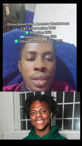ishowspeed Dna test discovered. he is nigerian, Cameroonian and seirra Léon  #cameroontiktok🇨🇲 #nigeria #seirraleonetiktok🇸🇱🇸🇱 #ghana 