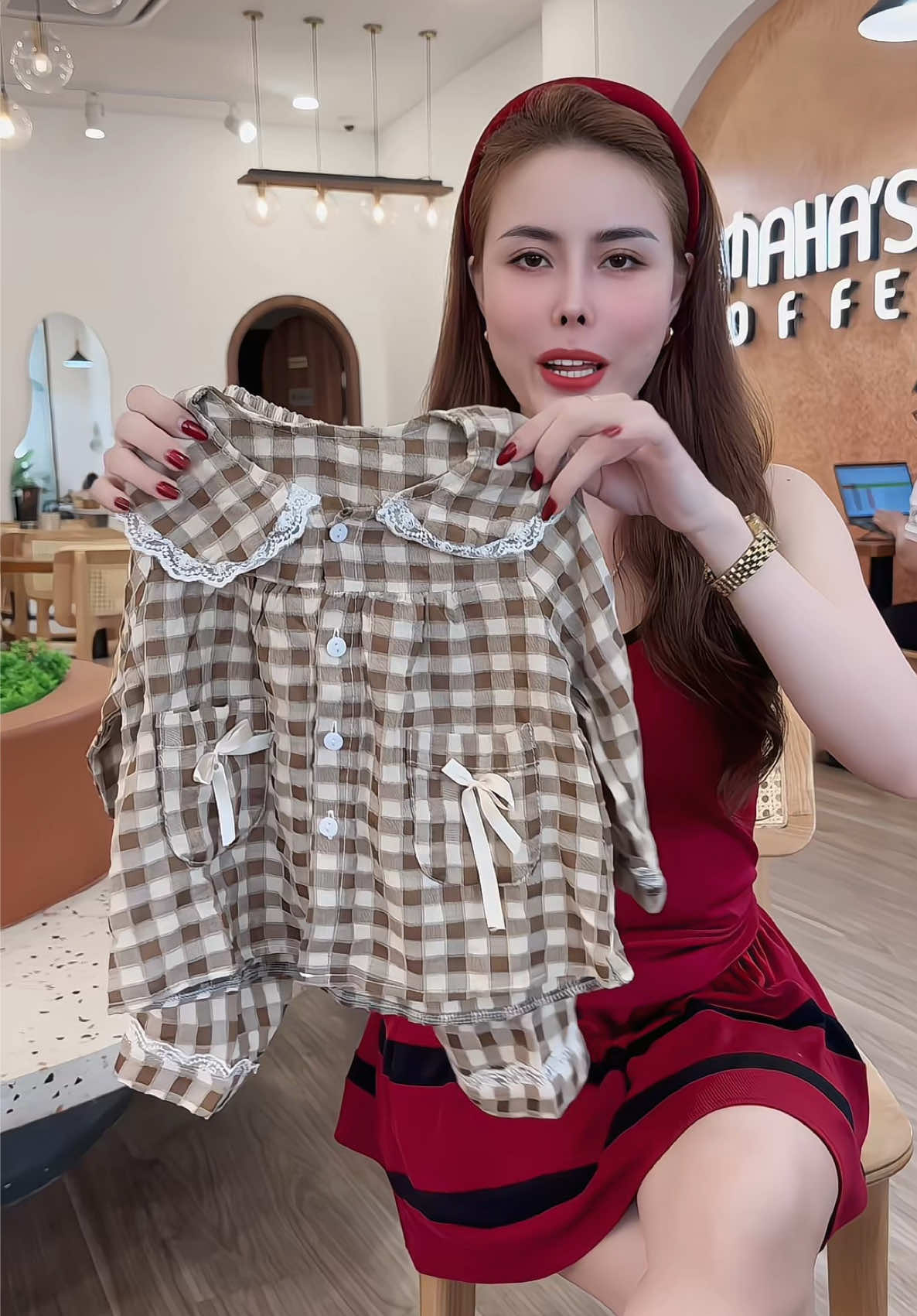 8-65kg - Bộ thô mềm kẻ cổ sen #xuhuong #thoitrangtreem 