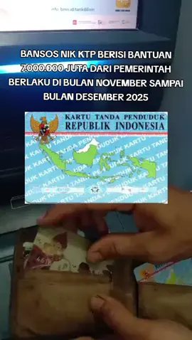 BANSOS NIK KTP BERISI BANTUAN 7.000.000 JUTA DARI PEMERINTAH BERLAKU DI BULAN NOVEMBER SAMPAI BULAN DESEMBER 2025#fyppppppppppp #infobansosterbaru #perpanjanganbansos #kartukeluarga #bansos2025 