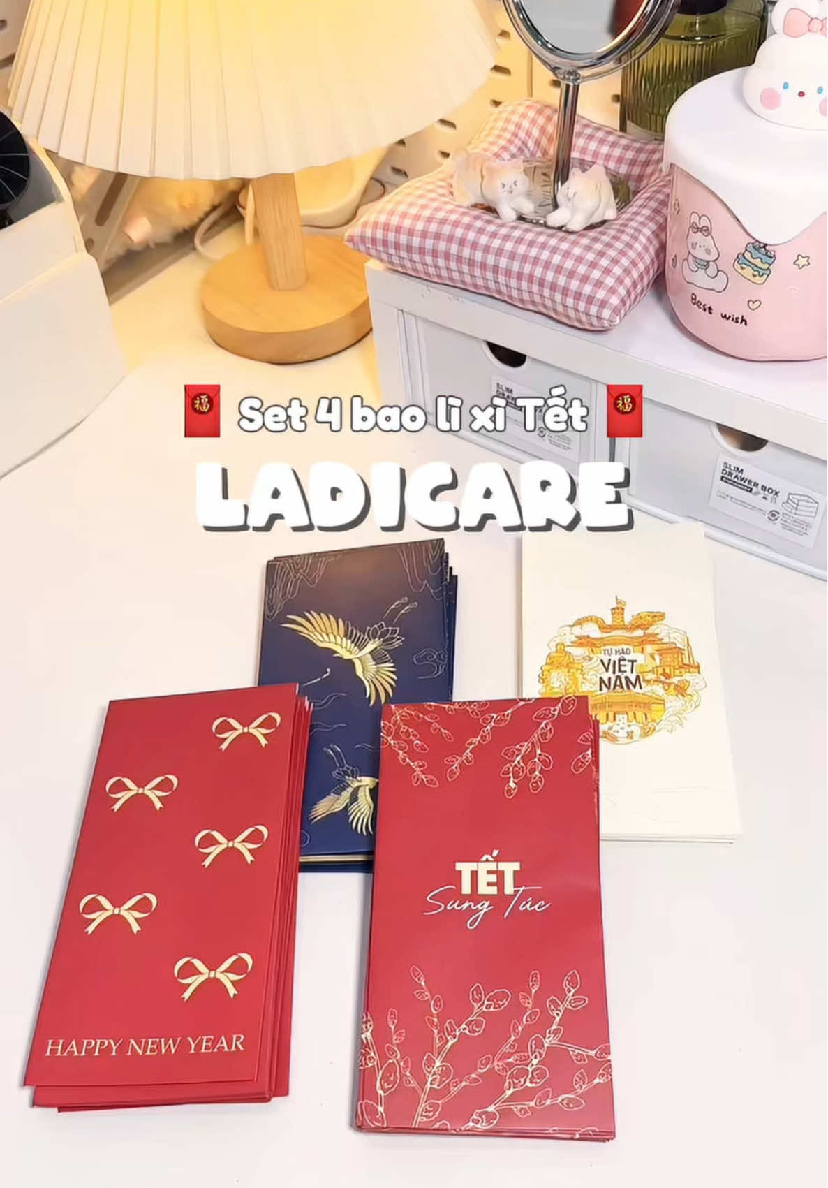 Set 4 bao lì xì tết 2026 nè mấy bà ơi 🤩🧧💕#ladicare #baolixiladicare#unboxing #fyp #viral 