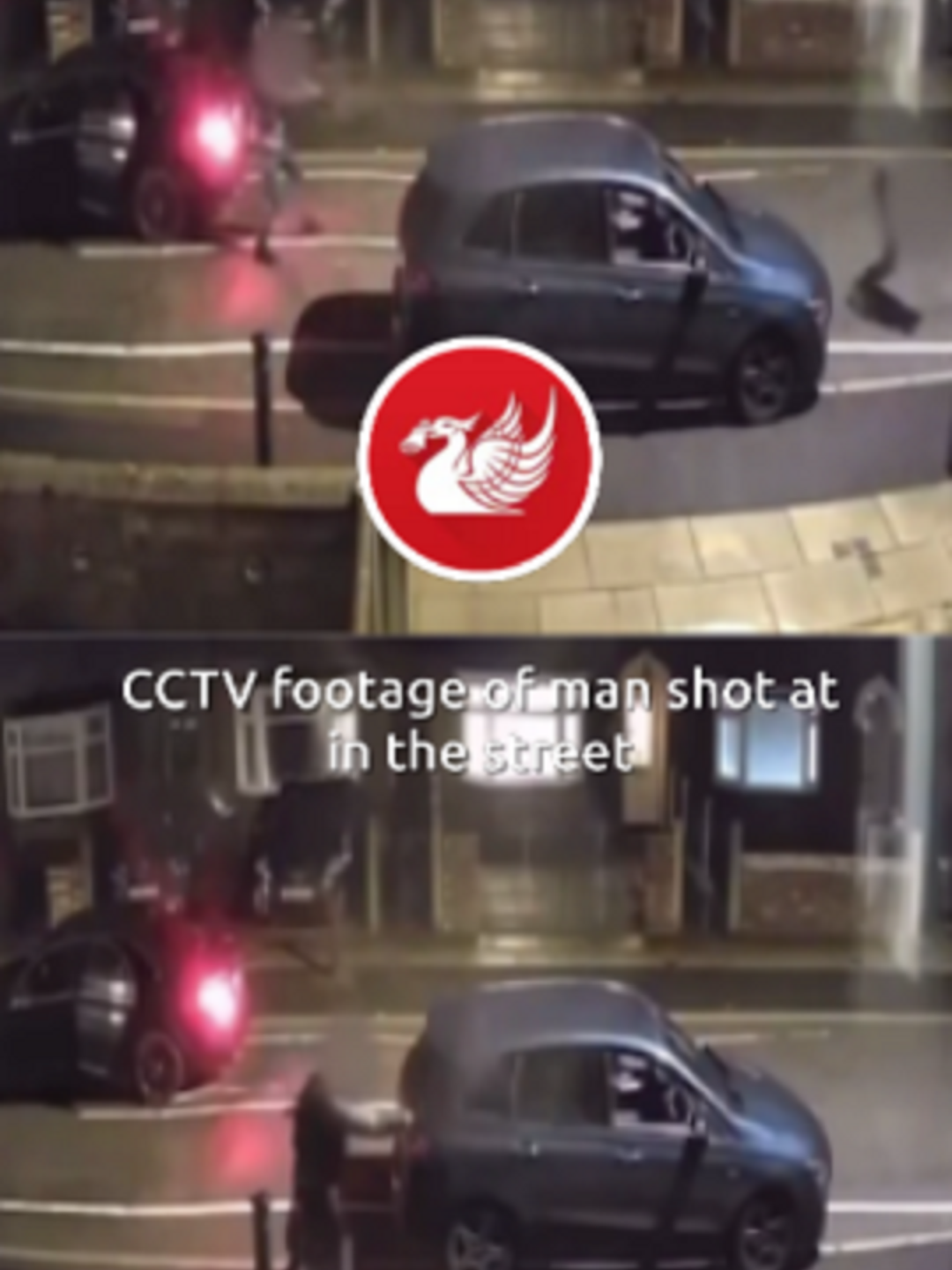 This is the moment a gunman jumped out of the back of a Mercedes car and shot a man in a 