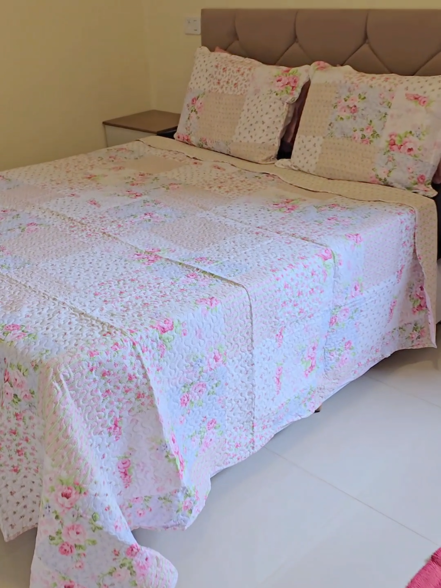 Kit Colcha Cobre Leito Boutis Ultrasonic Dupla Face 3 Peças com Porta Travesseiro