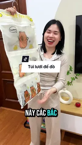 Túi lưới để đồ có khoá kéo treo tường lấy đồ vừa dễ vừa tiện. #tuiluutru #tuiluoidungdo #tuitreodolot