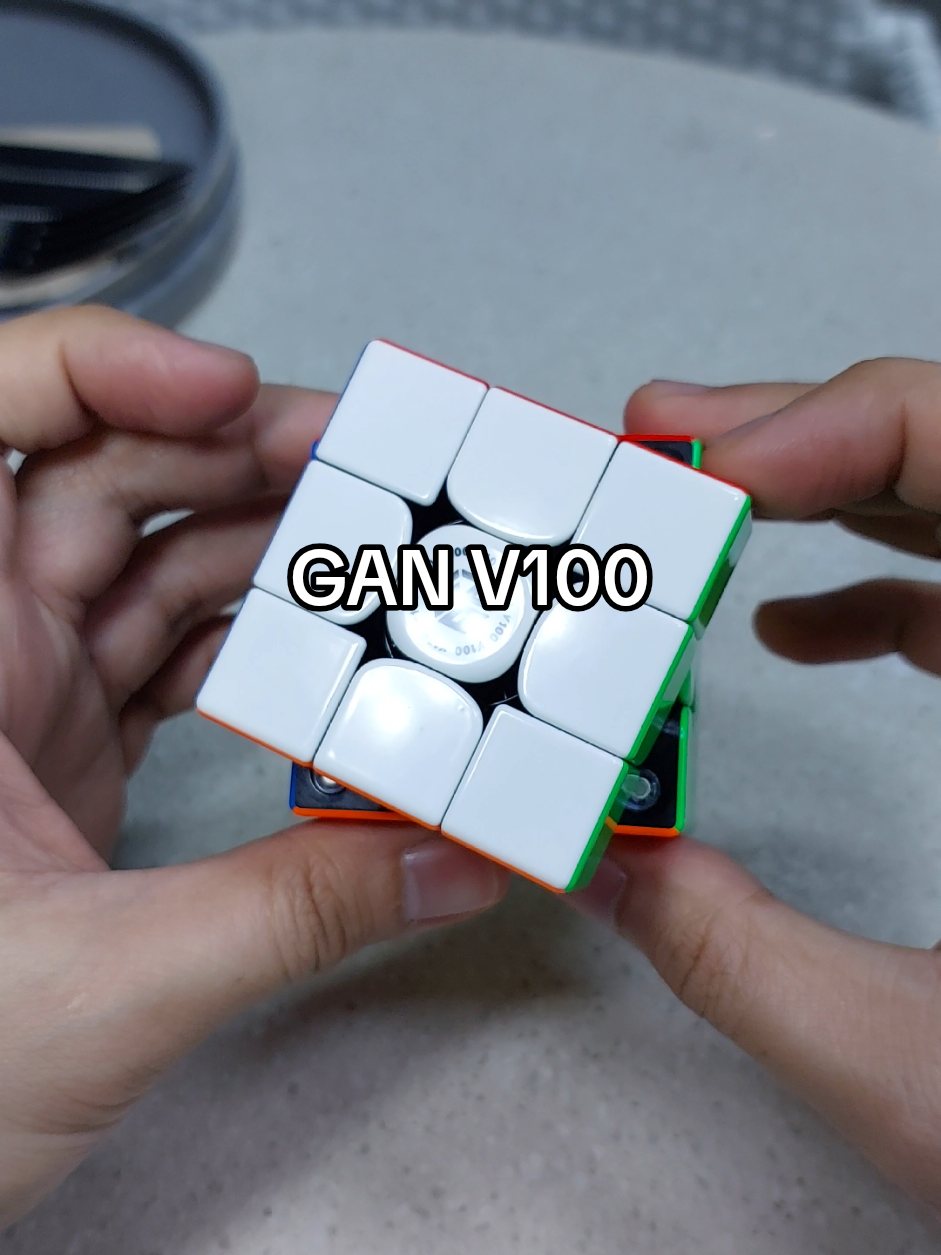 GAN V100 Maglev + Magnetic core + UV Coating.  My current main.  Basically a simplified GAN 16, 1mm smaller, black internals, exposed magnets. My most recommended GAN Cube right now. #gancube #ganv100 