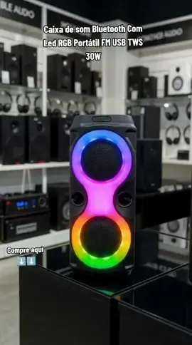 Caixa de som Bluetooth Com Led RGB Portátil FM USB TWS 30W #caixadesom #blackfriday 