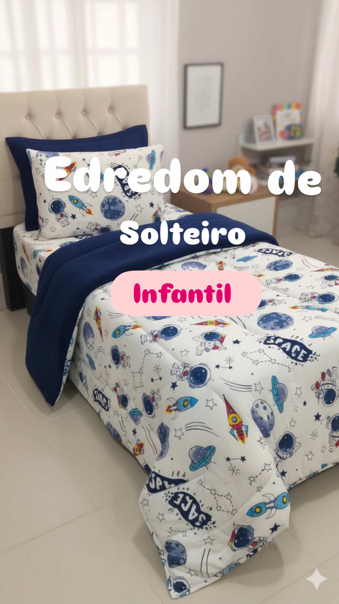 Coberdrom Edredom Solteiro Infantil Menino Dupla Face de Malha Algodão Masculino Menino Astronauta. ##quartoinfantil##quarto##decoracao##casa##enxoval