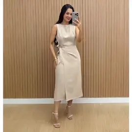 Vestido Alfaiataria Midi com Amarração Lateral! Link nos comentários 🛍️  #achadosshopee #shopee #shopeefinds 