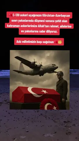 Türk Hava Kuvvetlerimize ait C-130 uçağının düşmesi sonucu şehadete yürüyen kahramanlarımıza Allah'tan rahmet diliyorum. Aziz şehitlerimizin mekânı cennet, ruhları şad olsun. Milletimizin ve Türk Silahlı Kuvvetlerimizin başı sağ olsun.🇹🇷🤲😔