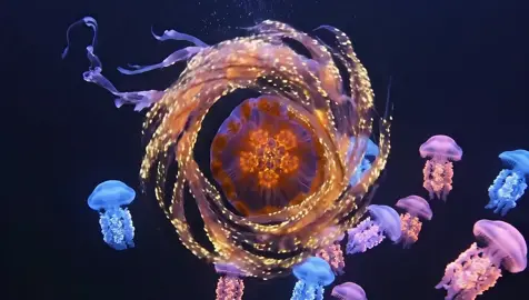 A truly mesmerizing display of colors #fishtok #oceantok #ctenophore #siphonophore 
