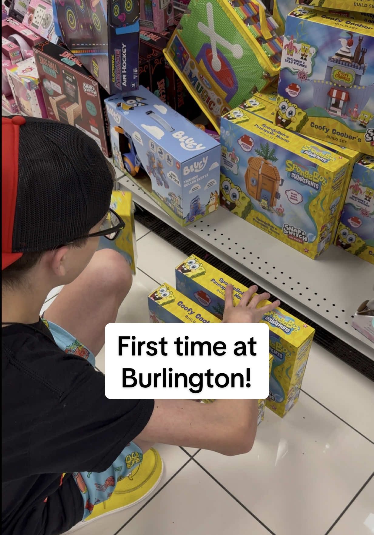 Noah’s first time at @Burlington We’ve heard rumors that we are getting one nearby! Crossing our fingers! #burlington #burlingtonfinds #spongebob #spongebobsquarepants #autism