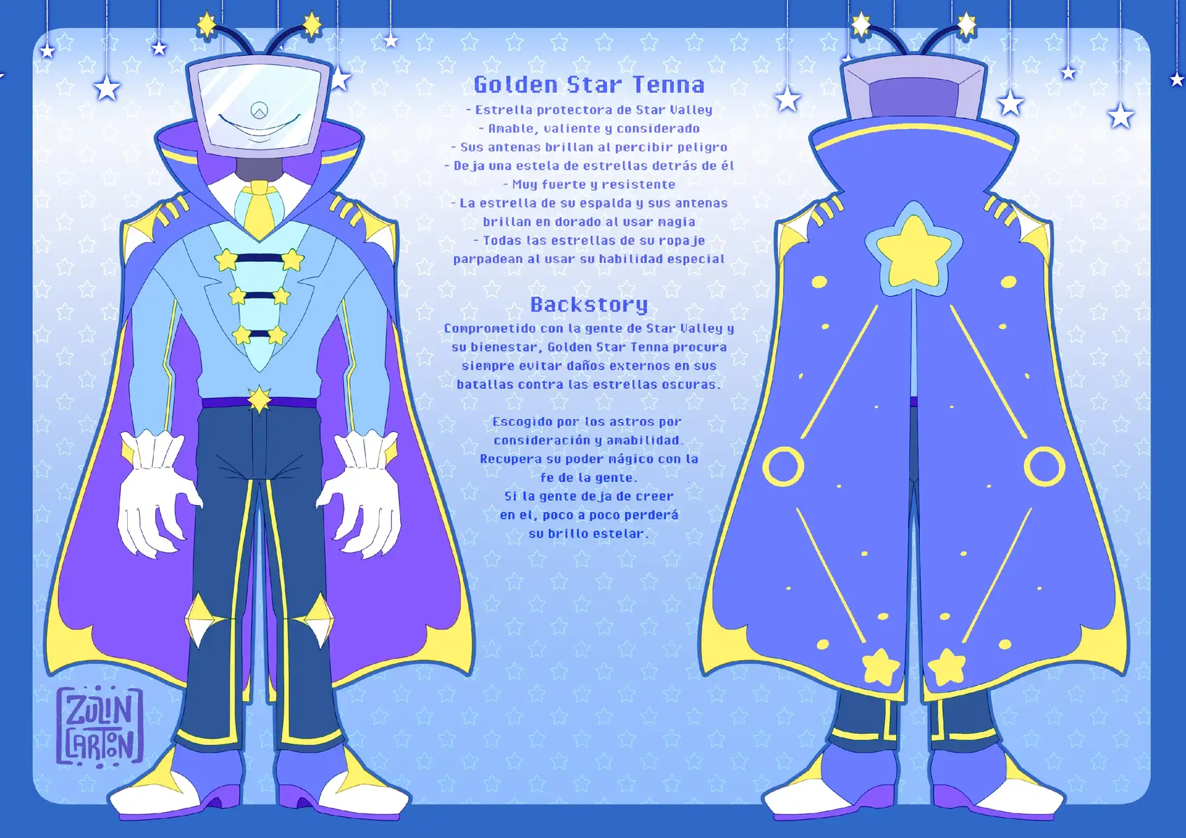 (ENGLISH AND SPANISH TRANSLATION AVAIBLE)  Llevaba días queriendo diseñar este Tenna Mahou Shoujo que se me vino a la cabeza Siempre me han gustado los ropajes de las Mahou Shoujo pero nunca pensé en diseñar trajes hasta ahora ✨ En otras noticias ya tenemos A Puffer Tale 8 esta semana ❤️‍🔥 #DeltaruneAU #deltarune #tenna #tennaAU #fyp 