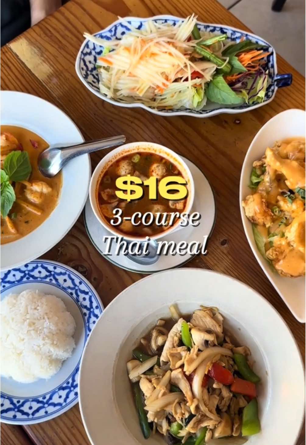 When eating out doesn’t break your bank  😎  📍Pochana Thai Kitchen, Astoria, Queens Yep you heard it, $16 for 3 courses! This Thai restaurant is such a hidden gem in Queens, and their Early Bird deal cannot be missed. It’s available Monday-Friday 5-7pm. The vibes here were super cozy and comforting and the food even more so, which were totally up my alley. Here’s everything I tried: 🥘 Food Crab rangoon (Early Bird deal) Tom Yum soup (Early Bird deal) Papaya salad (regular menu) Bang bang shrimp (regular menu) Red curry with shrimp (Early Bird deal) Ginger chicken (Early Bird deal) Housemade coconut ice cream (Early Bird deal) 🍹 Drinks Thai iced tea (Early Bird deal) Thai iced coffee (Early Bird deal) Spicy mango ‘rita mocktail (regular menu) Ginger fizz mocktail (regular menu) Thanks @pochanathairestaurant for having me!! #queens #thaifood #nycfoodie #nyccreators #nyceats #nycrecs #fyp 