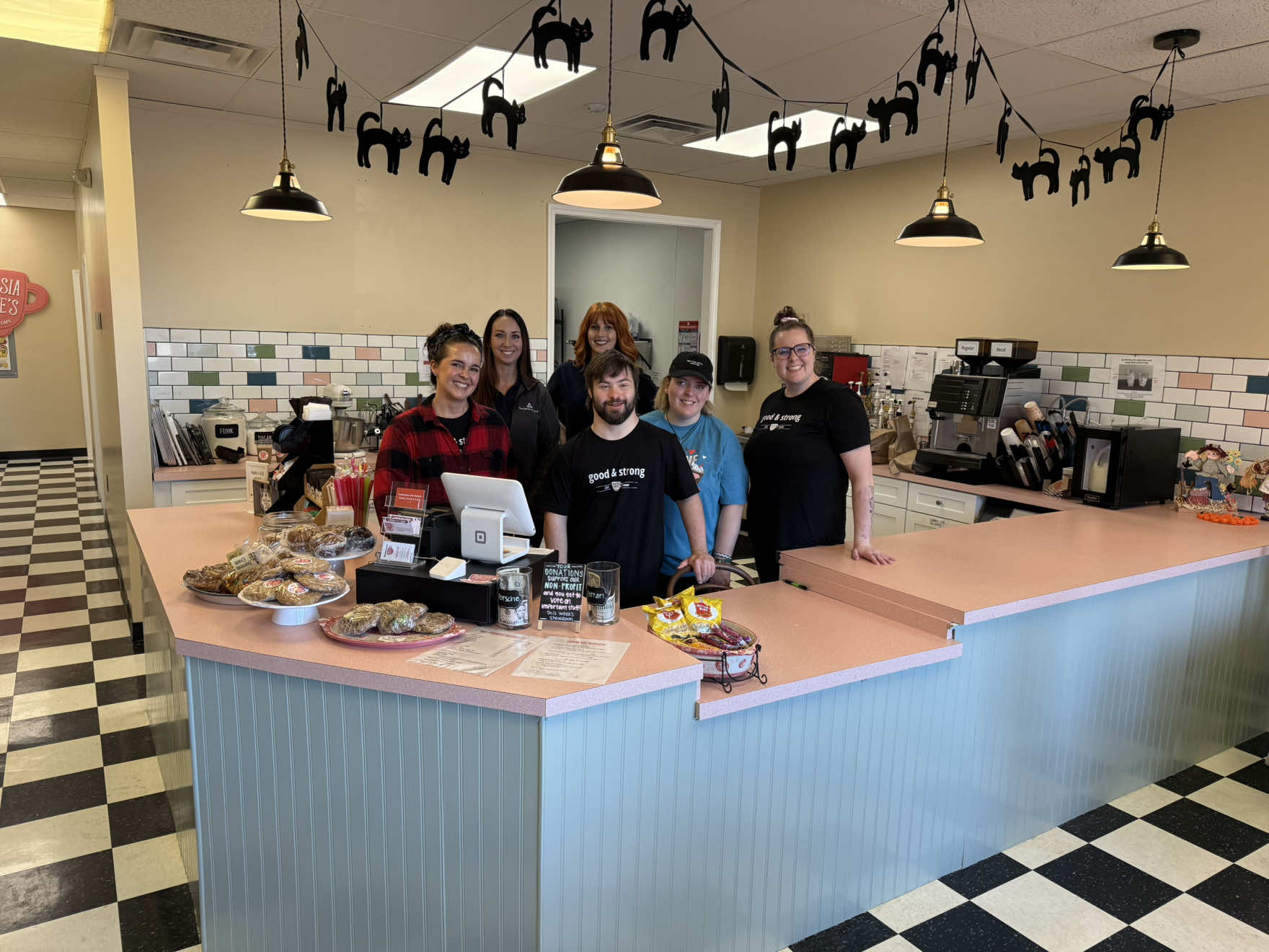 Paint brightens a space… giving back brightens a community 💛 Thank you @Benjamin Moore for working with us on this exciting opportunity to give back with Anastasia & Katie’s Coffee Shop & Cafe in Livonia! ☕️  #fyp #benjaminmoore #givingback #transformation 