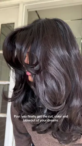 HAIR MAKES A DIFFERENCE:  Talk about the WOWWW factor! My client got the haircut, color and blowout she had always wanted. She asked how we got it SO shiney; we used the Truss Net Mask as her treatment & the Deluxe Prime oil to finish off her style and give her a ton of shine ✨🪩  This is the PERFECT winter brunette formula with a TOUCH of reflective warmth. We used permanent color to ensure we cover up the uneven red she had done previously. Permanent color formula: 4NI + 4NB + 6 volume We are absolutely obsessed with this brunette color transformation and this 90’s layered cut and bouncy blowout.  Educating myself on more techniques for both cutting and styling makes requests like these, totally stress free. ALWAYS continue to learn if you want to be a successful hairstylist 🤍 • #hairbylima #hairresults #hairtransformation #layeredhaircut #brunetteformula 