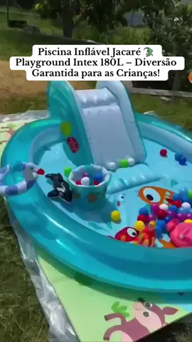 Verão mais divertido! 🌞 Piscina inflável Jacaré Intex com 180L de pura alegria! #PiscinaInfantil #Intex #Verão