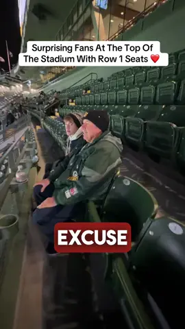 @Omar Raja surprised these fans at the top of Lambeau Field with Row 1 seats at Monday Night Football ❤️ #nfl #packers #surprise 