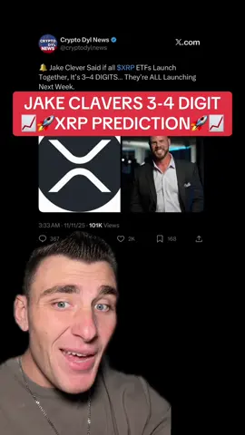 🔔 Jake Clever Said if all $XRP ETFs Launch Together, It’s 3–4 DIGITS… They’re ALL Launching Next Week. So… Will Jake be right? $100-$1,000? Let me know in the comments!?!? #XRP #XRPARMY #XRPCOMMUNITY #RIPPLE #CRYPTONEWS