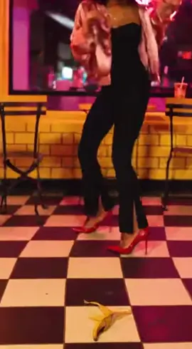 Banana peel slip during heel dance classicTopics #BananaPeelFail #DanceDisaster #FunnyViralTrend #SillyMoment #ViralFail 